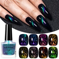 MEET ACROSS 8ml Laser 9D Magnetic Nail Polish Quick Dry None Soak Off Nail Art Polish For Nails DIY Manicure No Need Lamp