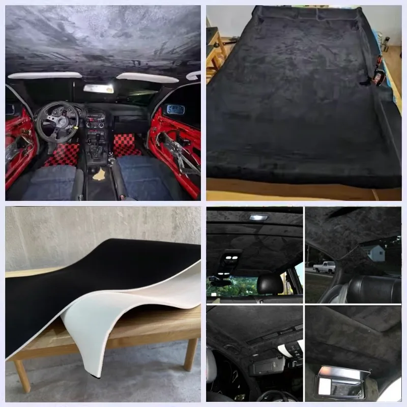 

250x150cm Suede Headliner Fabric Foam Backed for Car Truck Interior Trim Protect Aging Broken Faded DIY Car Roof Canopy Cloth
