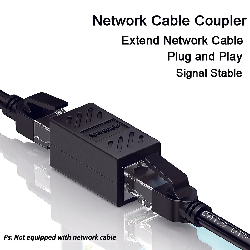 RJ45 Female‑to‑Female Coupler, In‑Line Ethernet Cable Extender Connector for Cat5 Cat5e Cat6 Cat7, 1‑3 Pack