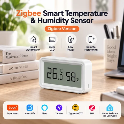 Tuya Zigbee Temperature Humidity Sensor Zigbee Gateway Required APP Remote Control Support Yandex Zigbee2MQTT Alexa SmartLife