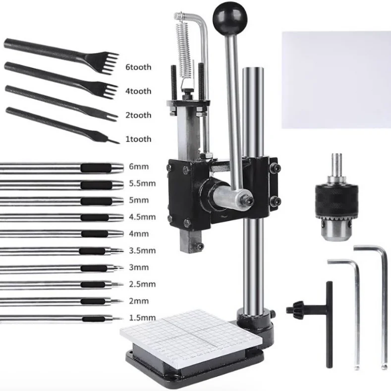 Leather Hole Puncher Automatic Cutting Machine with Motor Gear Bearing for DIY Craft Punching Holes