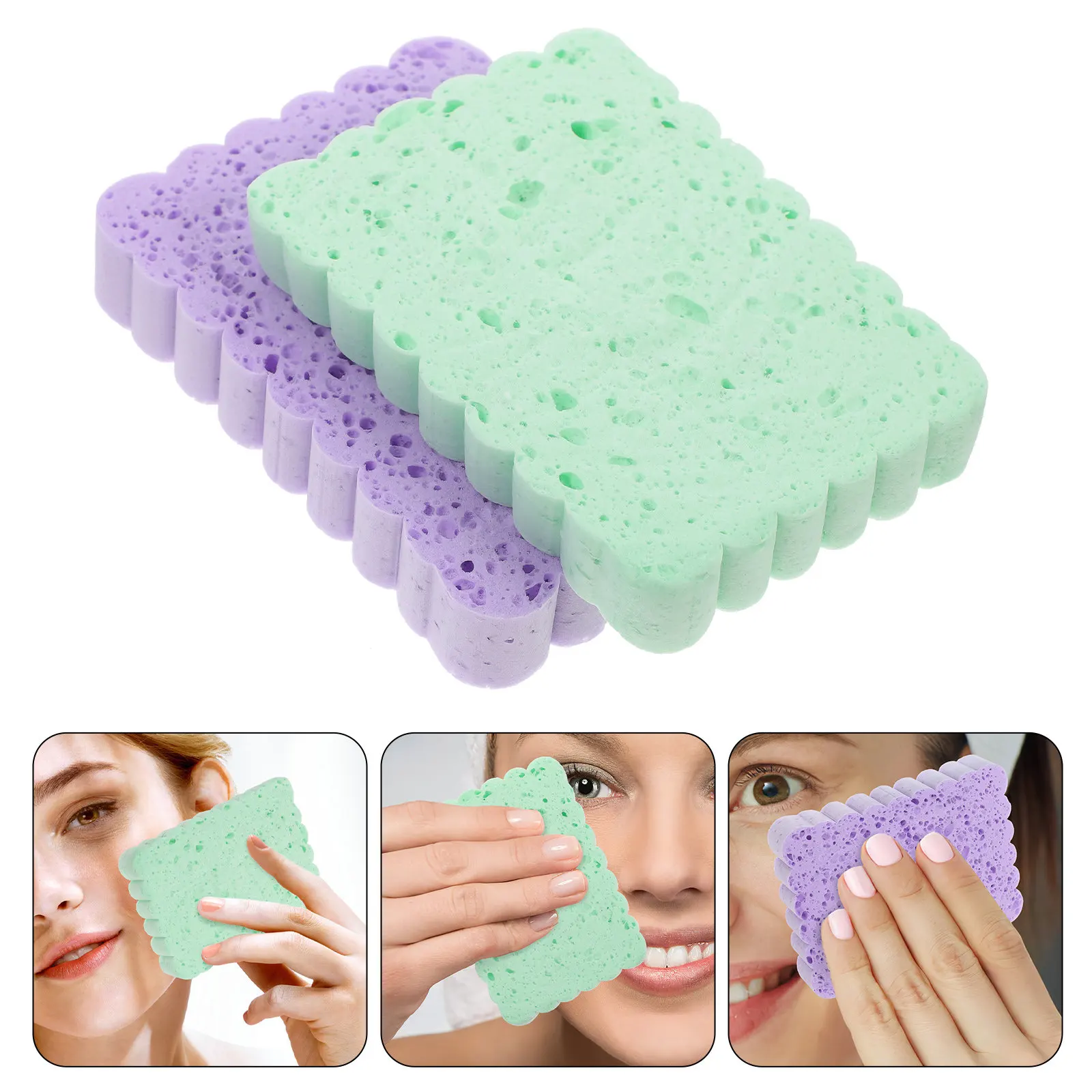 

Набор из 4 портативных многофункциональных отшелушивающих губок для лица из ПВА-материала, мягкие очищающие спонжи-скраберы для домашнего использования