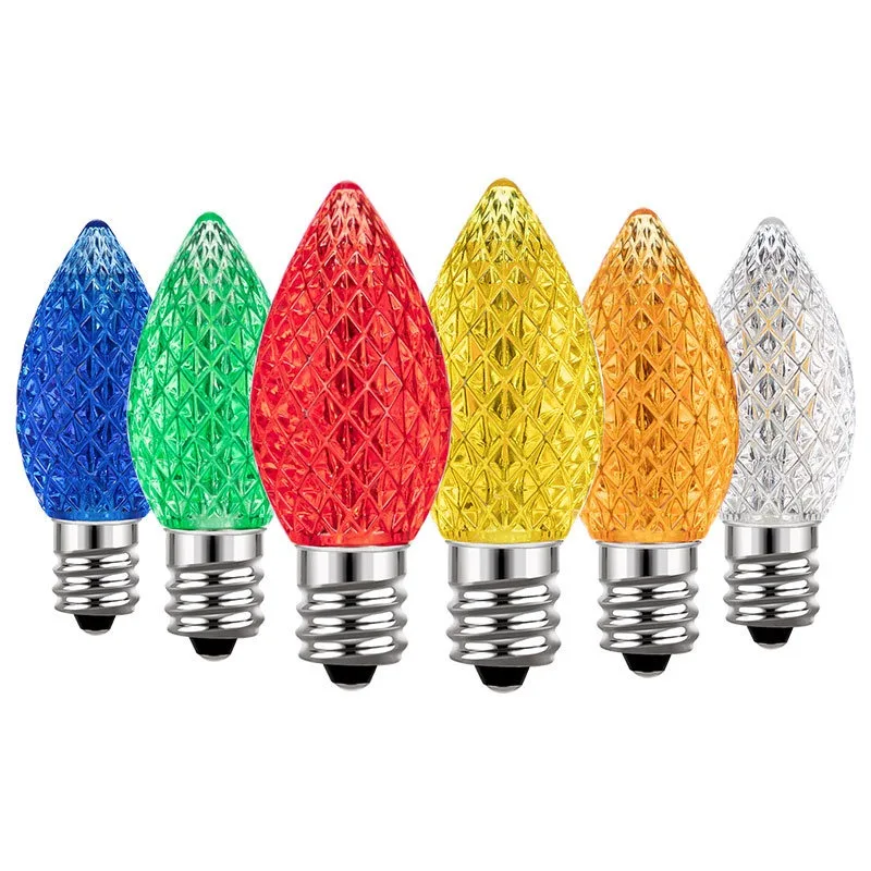 C7 Strawberry Plastic Light Bulb LED Filament Tip Bulb E12 Dimming Outdoor Courtyard Waterproof Home Christmas Small Color Bulb