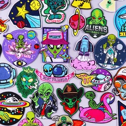 Prajna Alien Embroidered Patches On Clothes DIY Space UFO Applique Clothing Thermoadhesive Patches for Clothing Stickers Badges