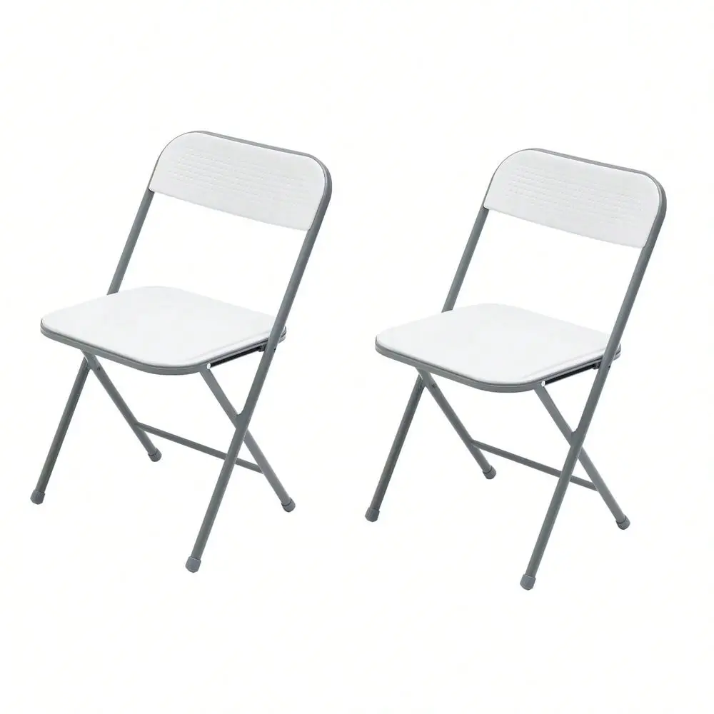 

Set Of Portable Folding Chairs For Outdoor Household Use, White Resin Plastic Chairs, Lightweight Dining Chairs, Leisure Chairs