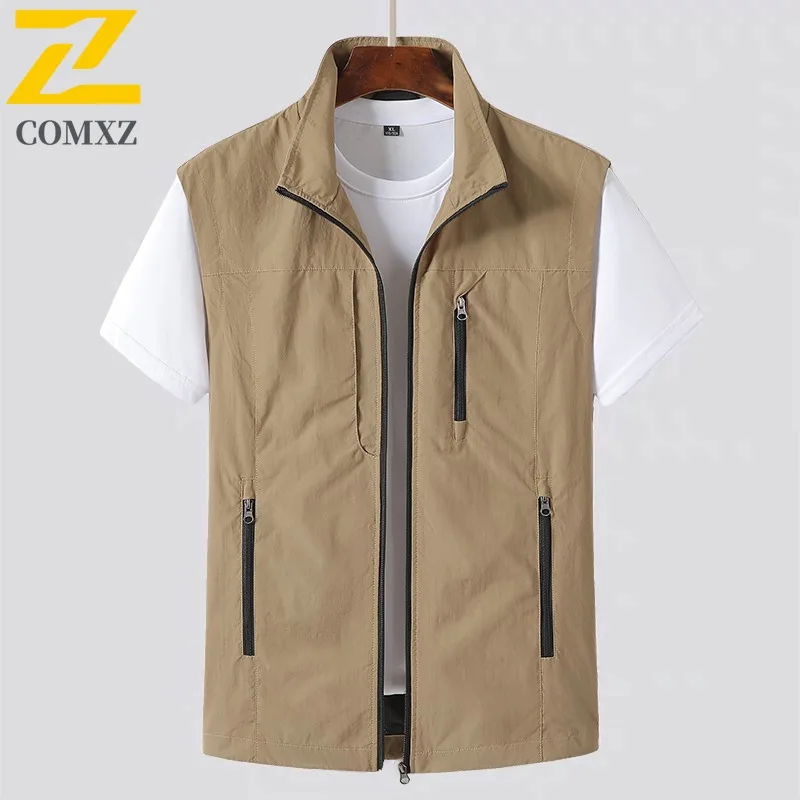 

COMXZ 2024 New Vest Men Summer New Outdoor Casual Sport Quick Dry Vest Fishing Suit Workwear Breathable Sleeveless Multi Pocket