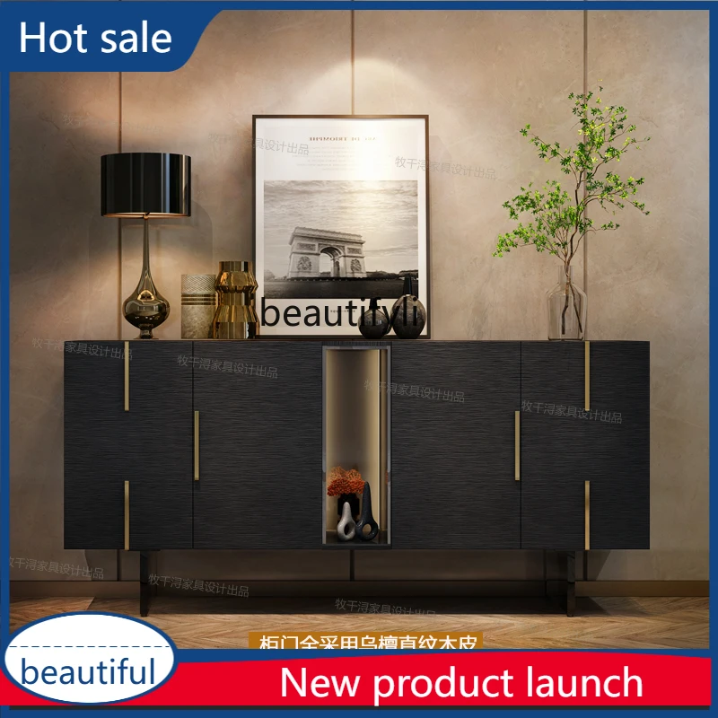 

cqy Modern light luxury entrance cabinet villa living room multi-functional cabinet Italian style lamp glass dining side cabinet