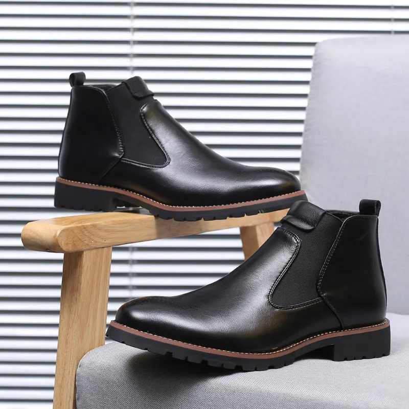 High Top Work Ankle Boots for Men Autumn Winter Korean Big Size Fashion Casual New Designer Fashion Leather Boots Man