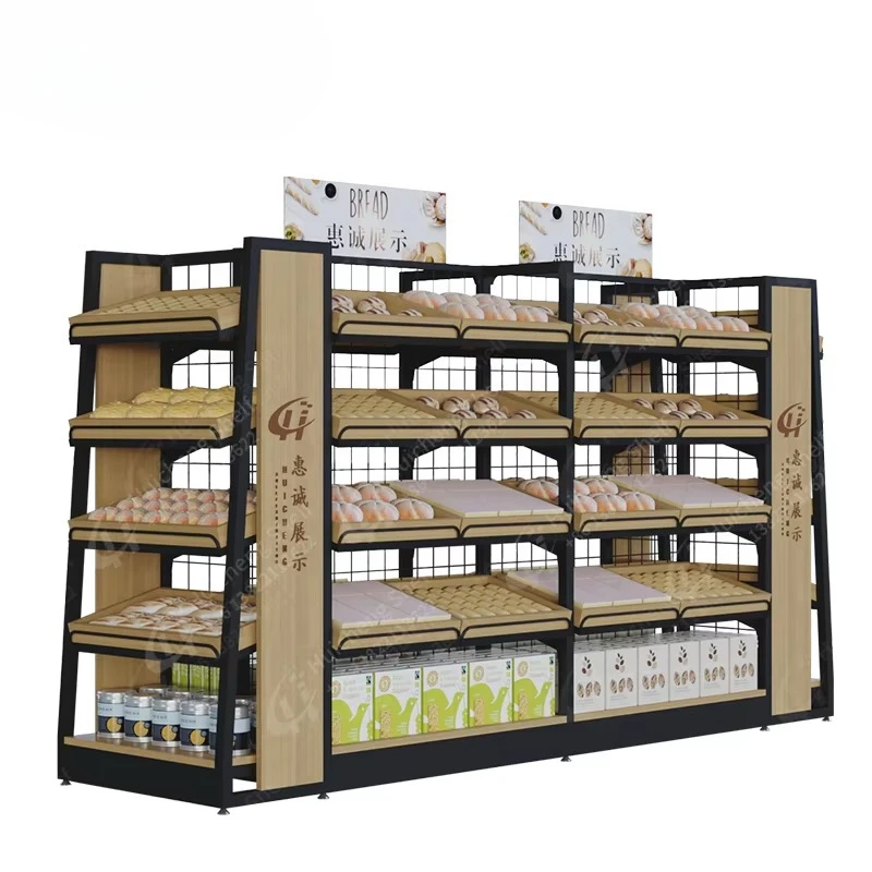 Custom Modern Supermarket Heavy Duty Wooden  Display Rack