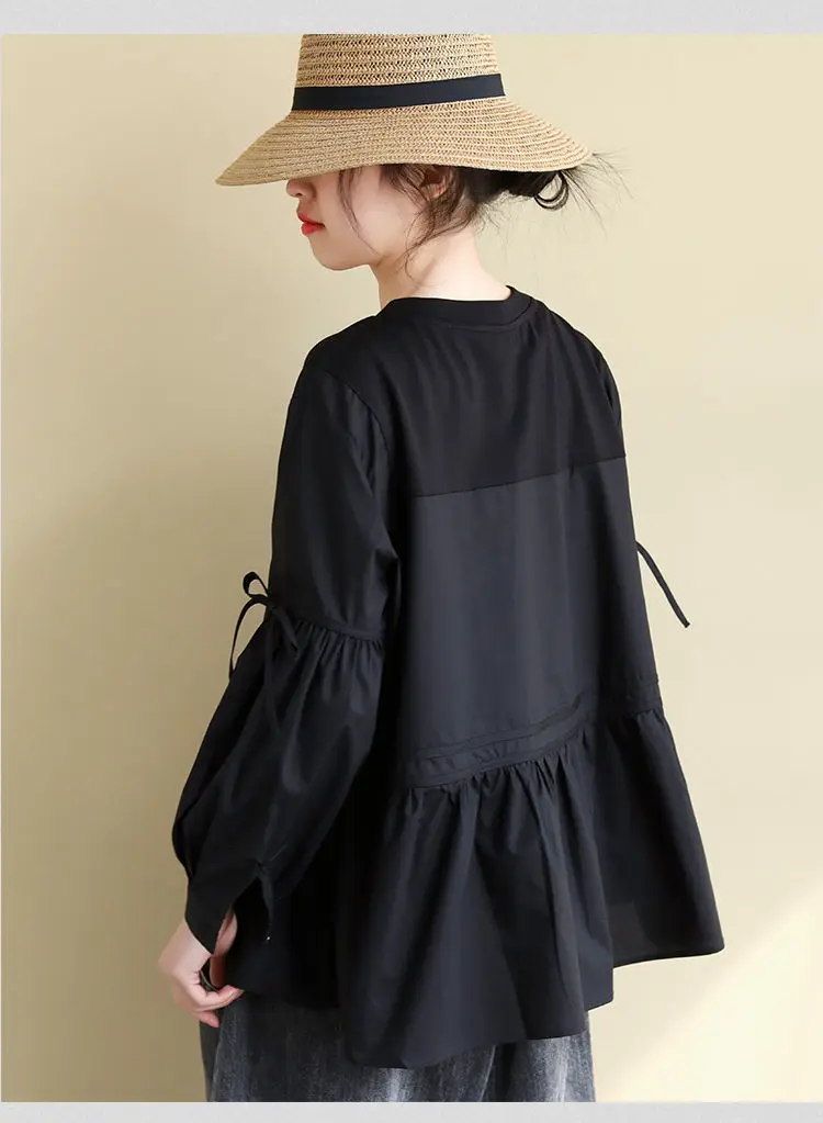 

Свободная футболка с куклой на ленте, весна, новый возраст, бренд с тегами, большой размер, женские модные длинные рукава...