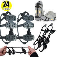 24 Teeth Mountaineering Cleats Anti-Slip Bundled Crampons Unisex Climbing Shoe Spikes Walking Hiking Accessories