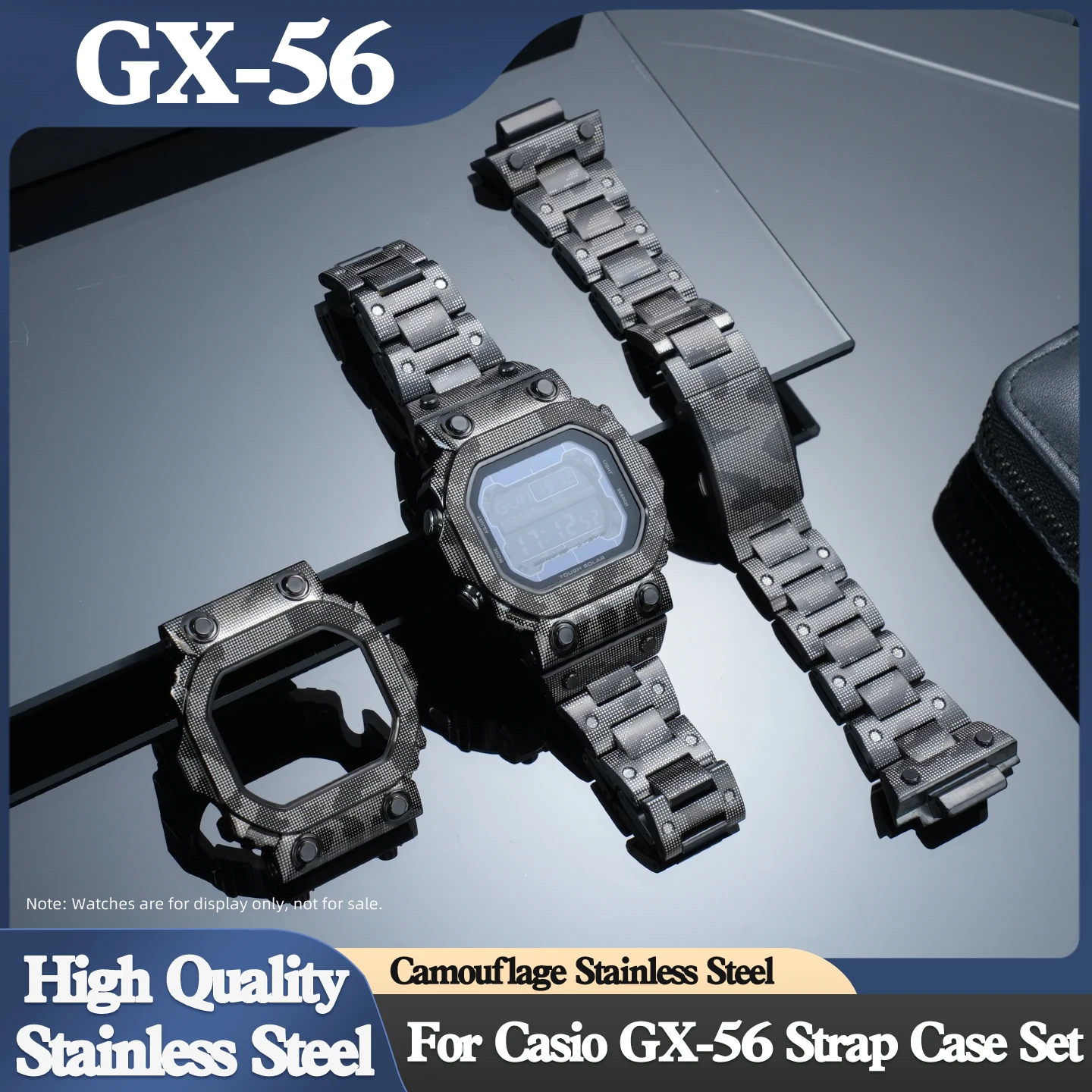 

GX56 Set For Casio G-SHOCK Giant G GX-56BB GXW-56 Series Modified High Quality Stainless Steel Strap Case Camo Set Black