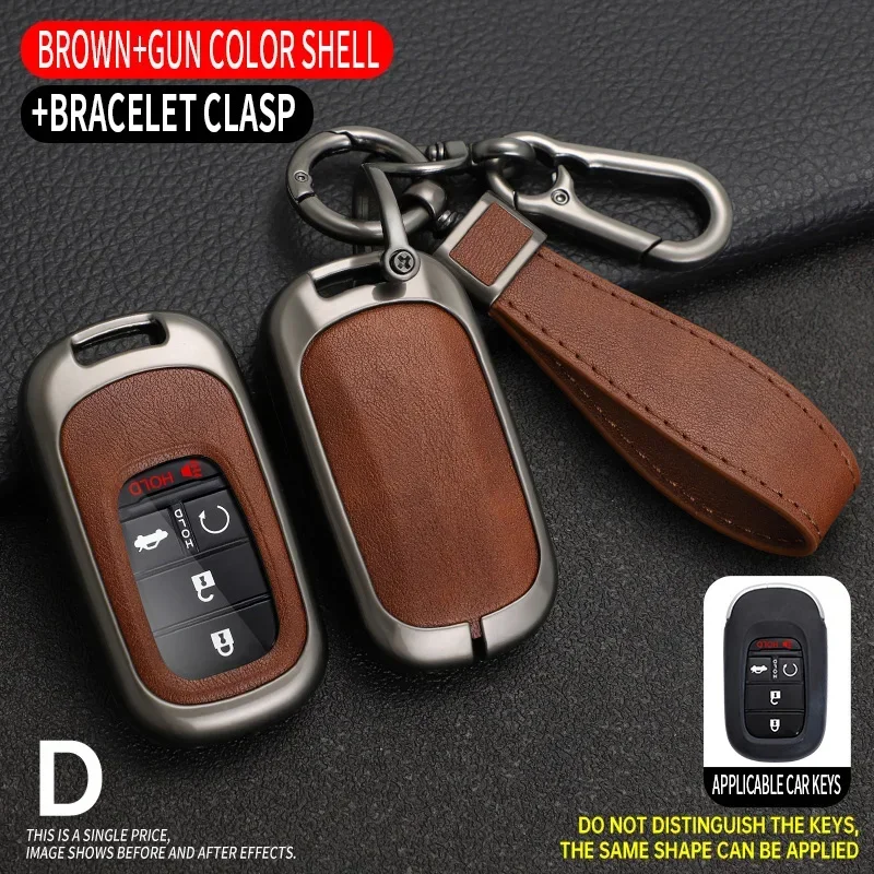 

For Honda Civic Accord HR-V CR-V CRV 2021 2022 2023 Auto Shell Fob Holder Zinc Alloy Car Key Case Cover Keychain Accessories