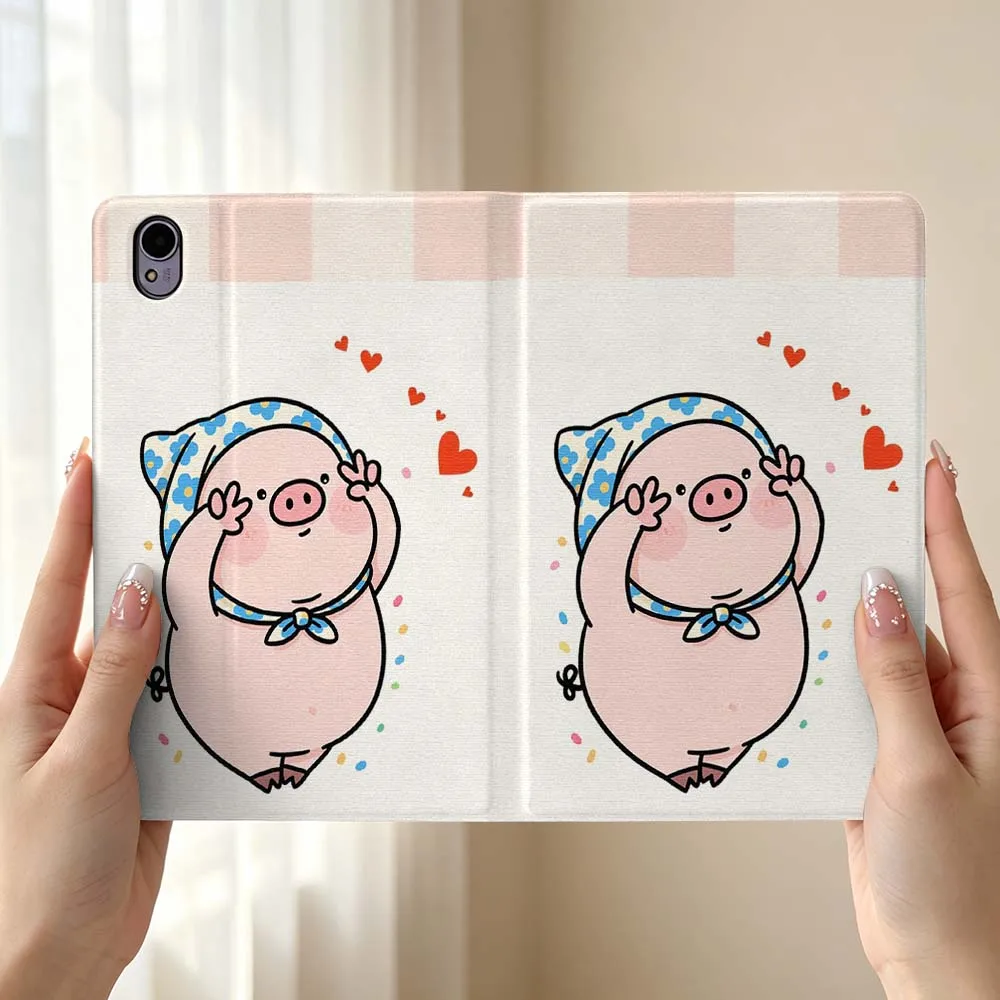 Cartoon Pig Heart Pen Tray For Huawei MediaPad MatePad Honor Pro V6 9 V8 X9 X 10 13.3 12.3 11 11.5 Inch Tablet Case