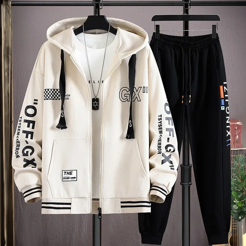 M-6XL Oversized Men\'s Hoodie Tracksuits Jacket Sweatpants 2 Piece Set Outdoor Fitness Jogging Sets Sports Zipper Hoodie New 2024