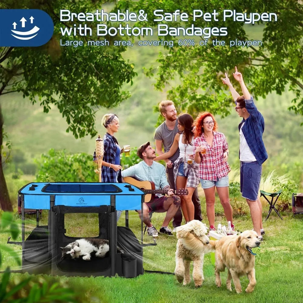 Dog Playpen,Pet Playpen,Foldable Dog Cat Playpens,Portable Exercise Kennel Tent Crate,Water-Resistant Breathable Shade Cover,