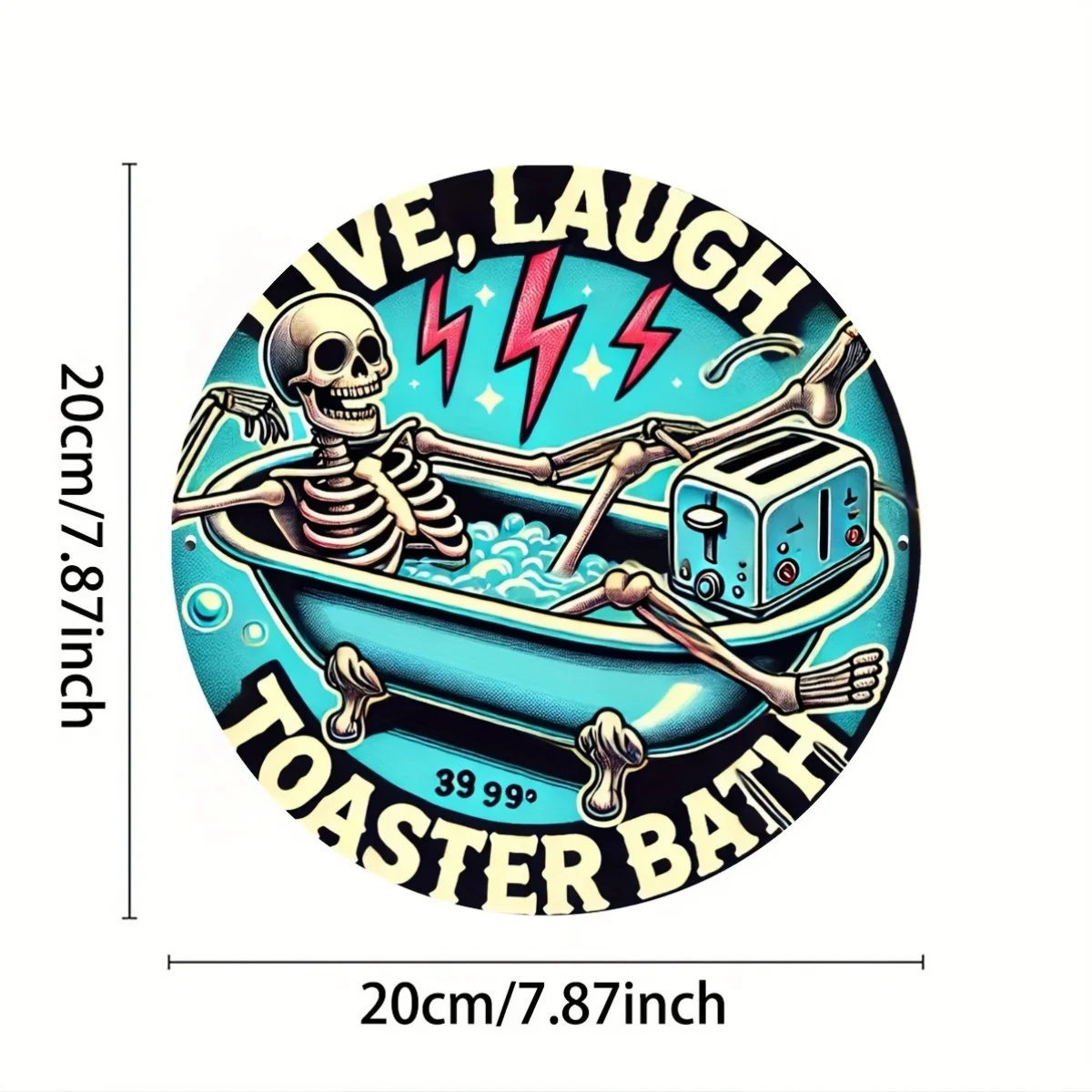 2D Metal Sign Live Laugh Toaster Bath Vintage Retro Funny Skeleton Bathtub Tin Wall Art for Home Bar Kitchen Restroom Decor Gift