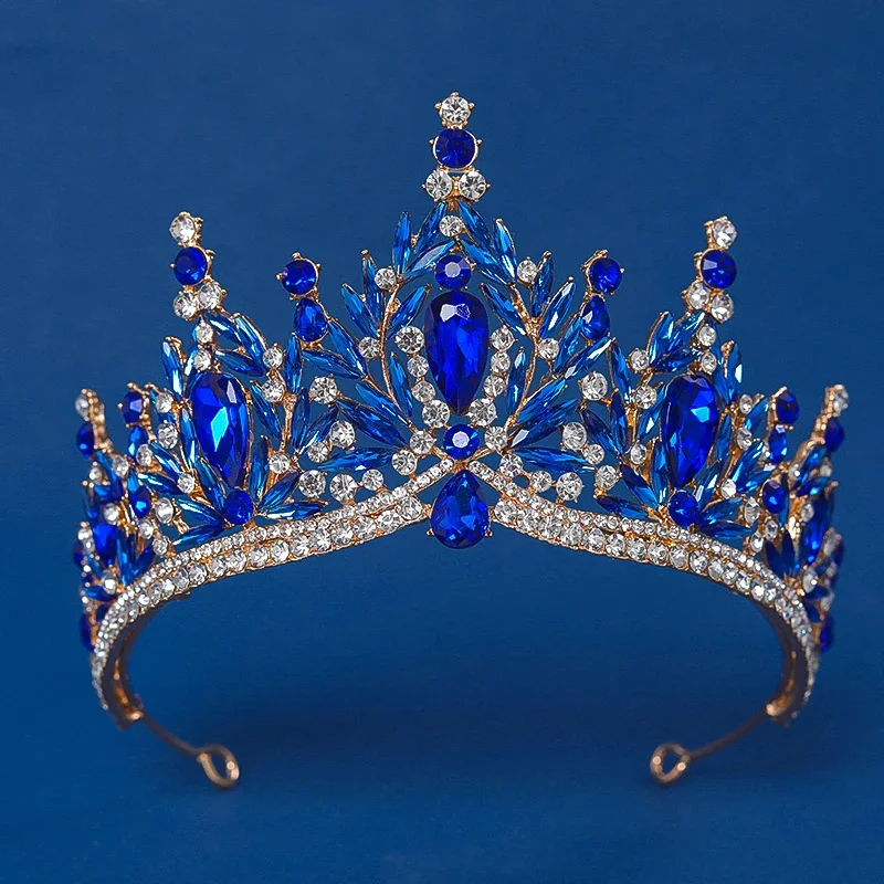 11 Colors Baroque Luxury Big Water Drop Crystal Tiara For Women Wedding Girls Birthday Party Elegant Crown Hair Accessories image 3
