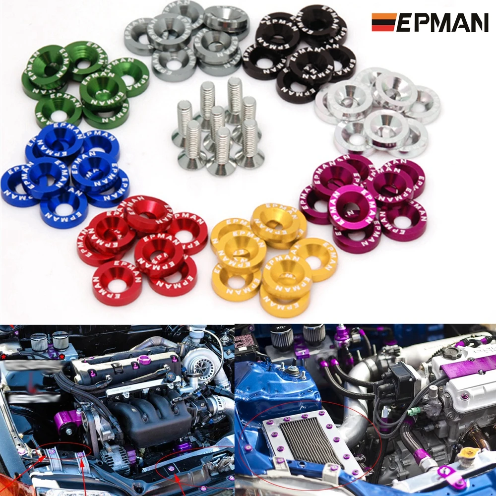 8PCS/SET Engine Valve Cover Washer JDM Engine Bay Dress Up Kit Fender Washers and M6 Bolts EP-DP01S