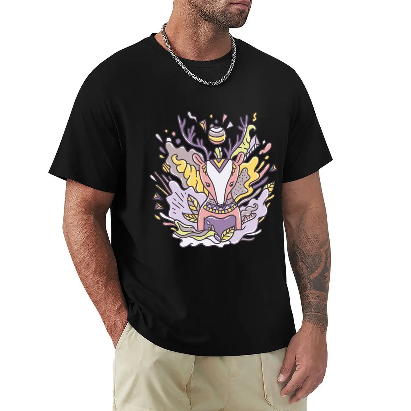 

Abstract deer T-Shirt Soft Stretch Short Sleeve Top