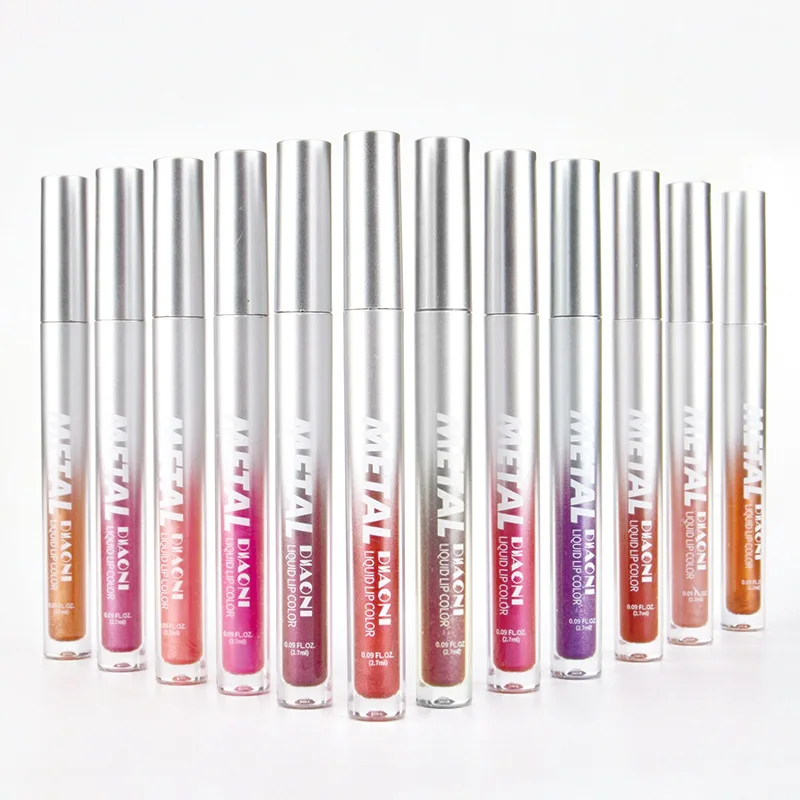 6 Color Diamond Metallic Shine Liquid Lipstick Pearlescent Waterproof Glitter Lip Gloss Smudge Proof Glamorous Lip Makeup