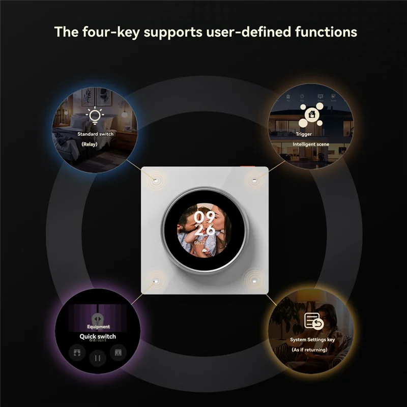 

B37B-Tuya Wifi Smart Knob Central Control Screen Touch Rotate 3 Relays 4 Buttons Programmable Scene Switchh RTOS New System