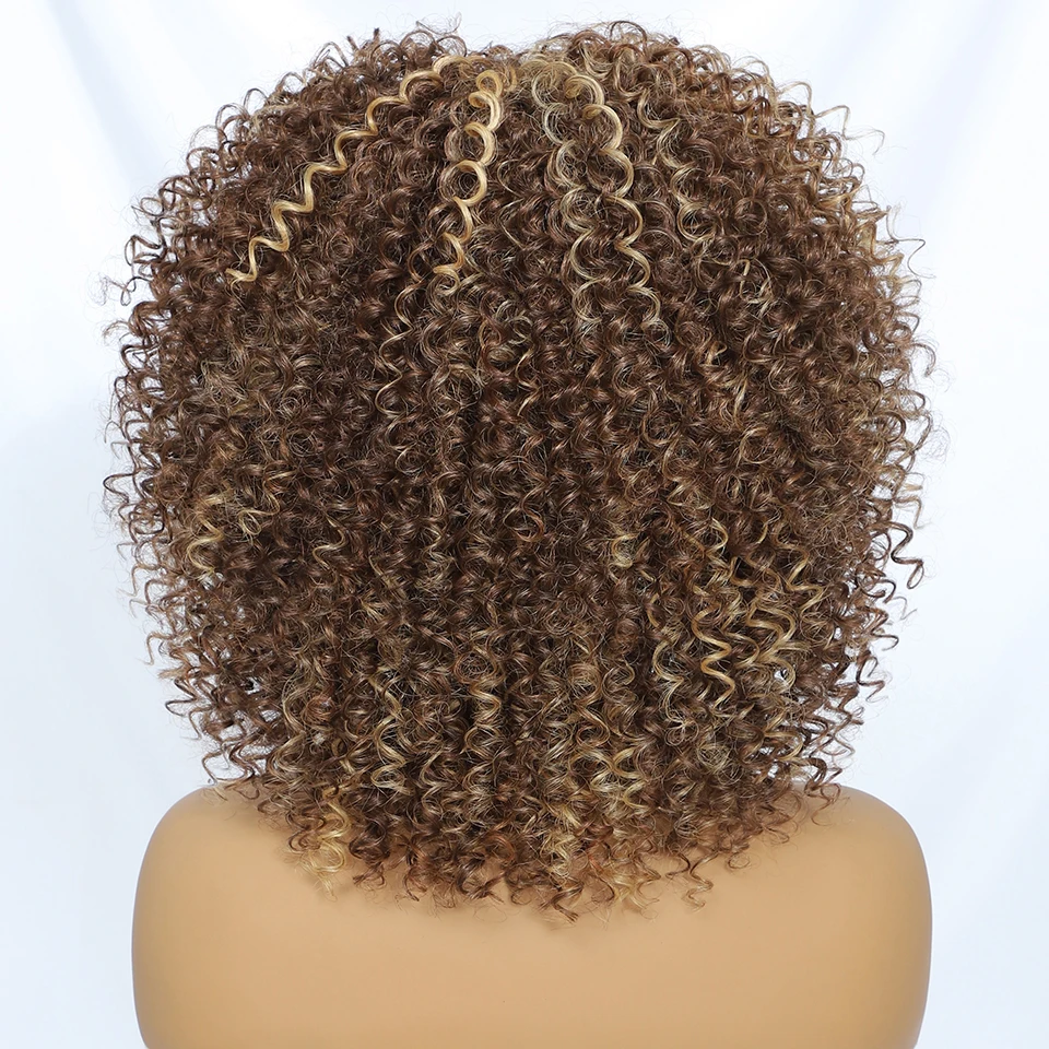 Черно-коричневые короткие курчавые вьющиеся парики для Хэллоуина 14-дюймовые синтетические вьющиеся парики с челкой для женщин Блондинка Выделенные парики для косплея