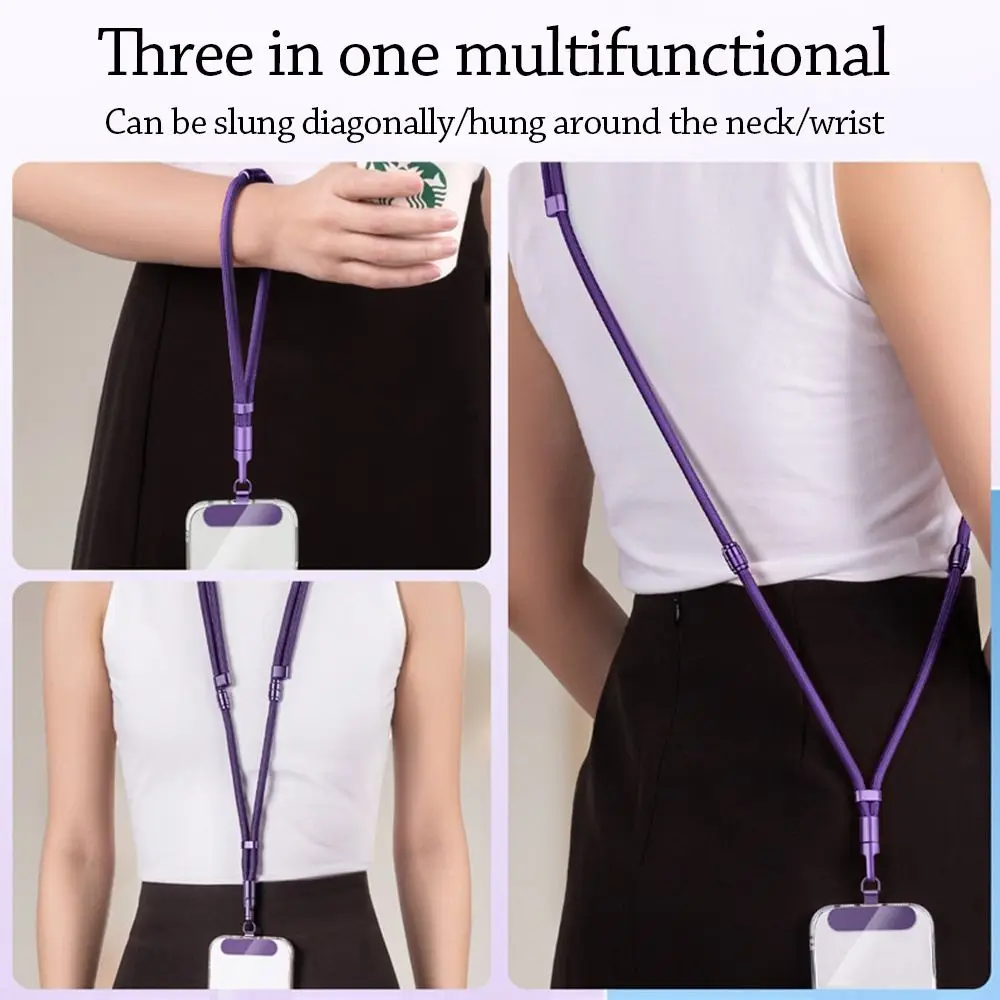 Accesorios para teléfono móvil 3 en 1, cordón ajustable, correas de muñeca colgantes tejidas antipérdida, cuerda colgante corta 3 en 1 para teléfono móvil
