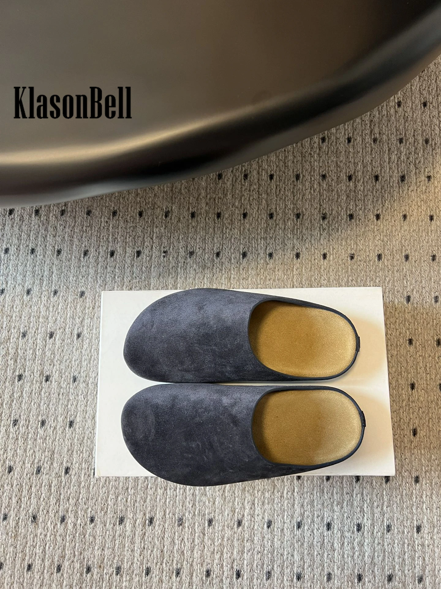 4.9 KlasonBell Fashion Vintage Cow Suede Baotou Slippers Soft Sole Slides Indoor Casual Female Slippers