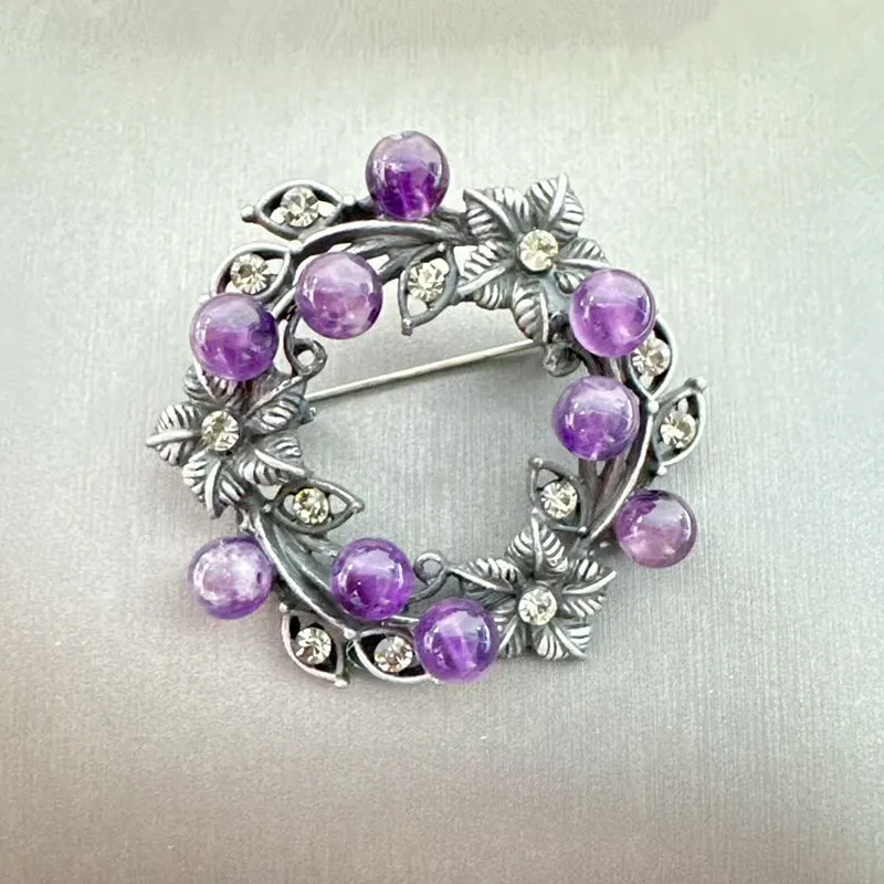 Blue/Purple/Green/Pink/Color Stone Women's Brooches Crystal Bouquet Pins Clothing Coat Vintage Jewelry