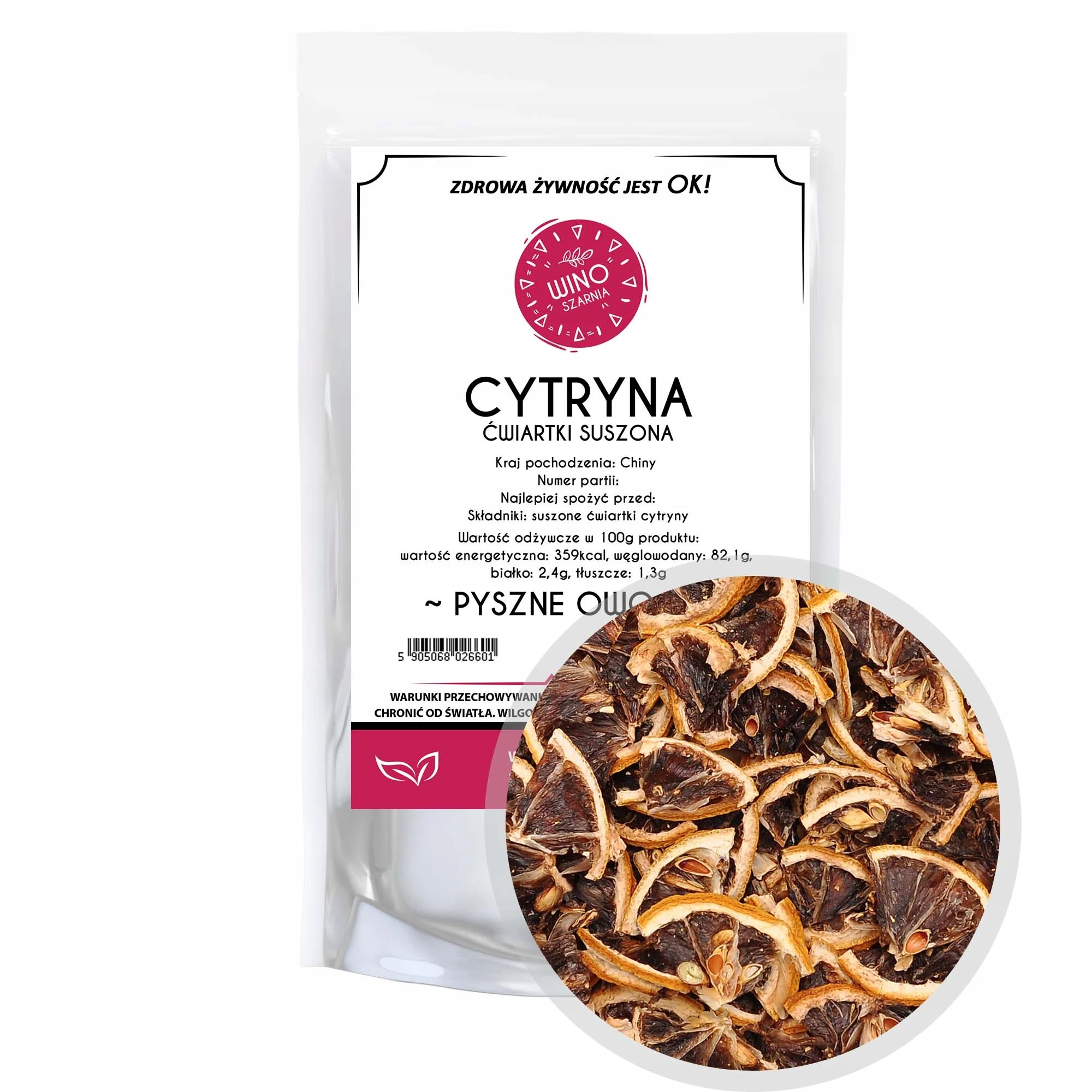 Cytryna Ćwiartki Owoce Suszone Jadalne Do Herbaty Dekoracja Potraw 100g