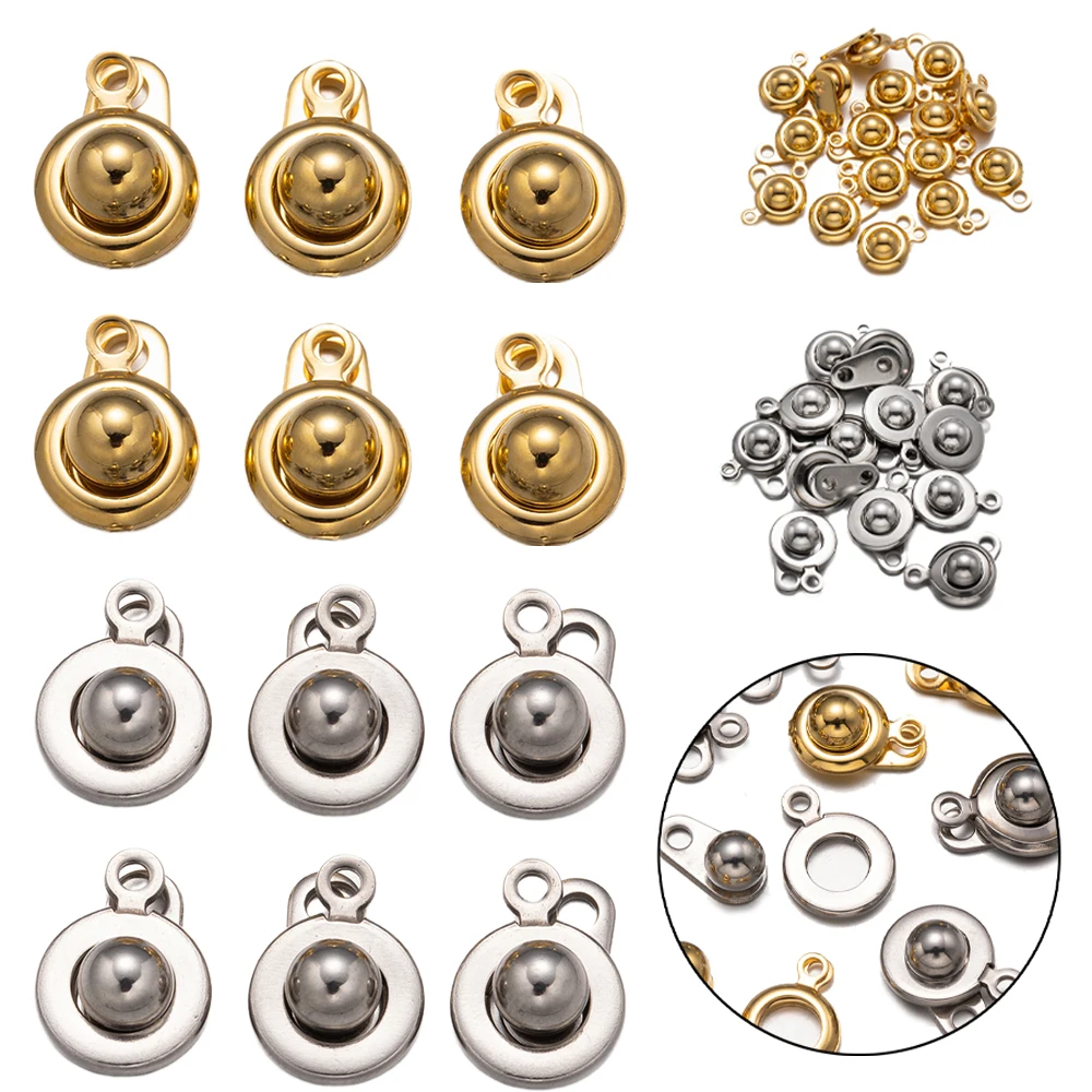 

5/10pcs Stainless Steel Snap Button Clasp Connector Fastener Hooks DIY Necklace Bracelet Jewelry Making Supplies Accessories