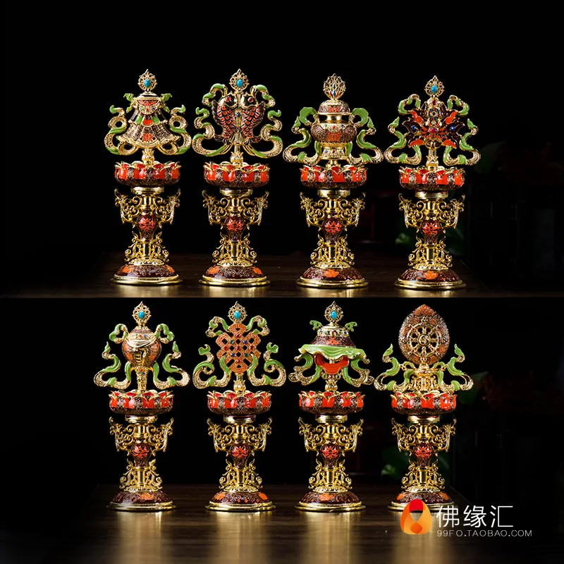 Buddhist ritual supplies, indoor ritual objects, cloisonné enamel painting 8Eight-inch auspicious ornaments