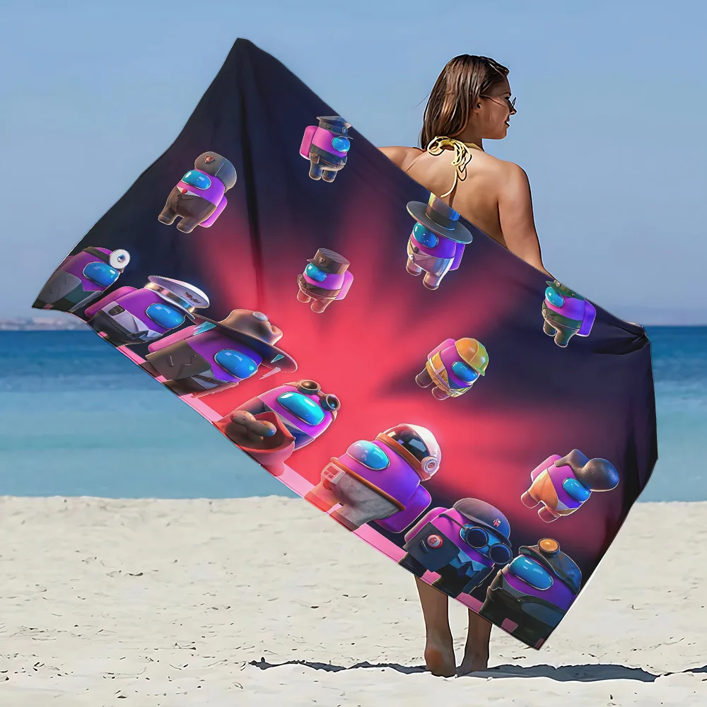 Game Amongs Us Beach Towel Microfiber Sand Free Quick Dry Soft Sandproof Pool Towels Gift for Women Travel Gym Shower Camping