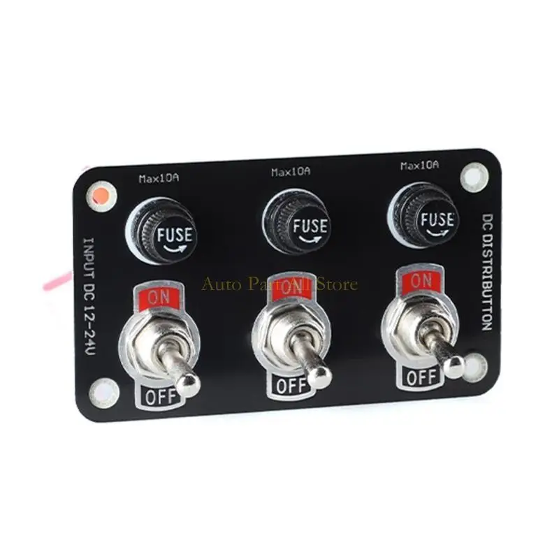 J0MA Car Truck Vuses Box 3 Gang Switch Panel Power Socket Distribution Board 12V/24V