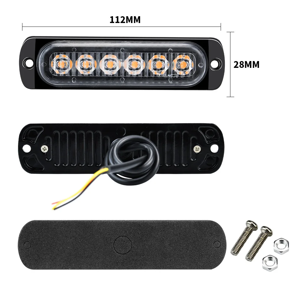 Ultra-thin 6LED warning light Motorcycle pickup Flash light 12-24V vehicles common side signal flash light