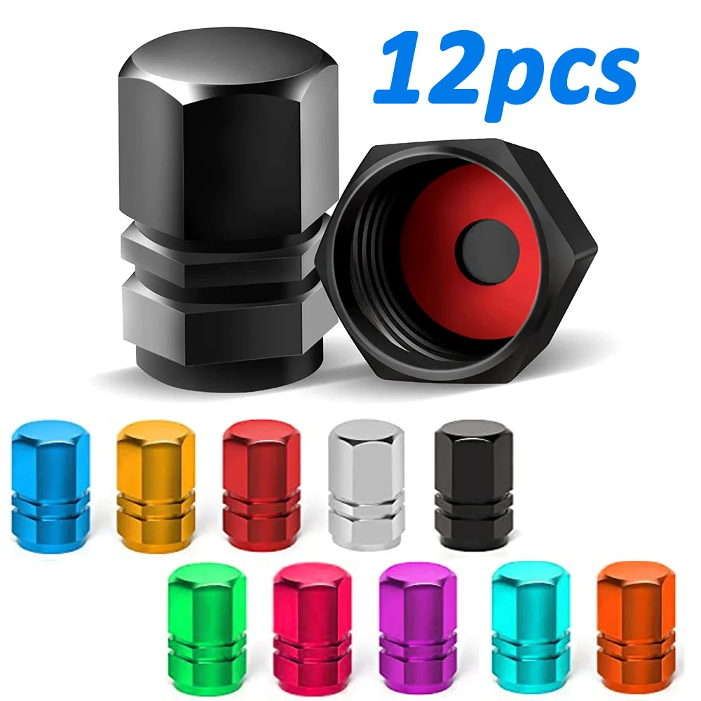 

12Pcs Universal Aluminum Alloy Car Wheel Tire Valve Caps Tyre Rim Stem Covers Airdust Waterproof for Car Motorcycles Bikes