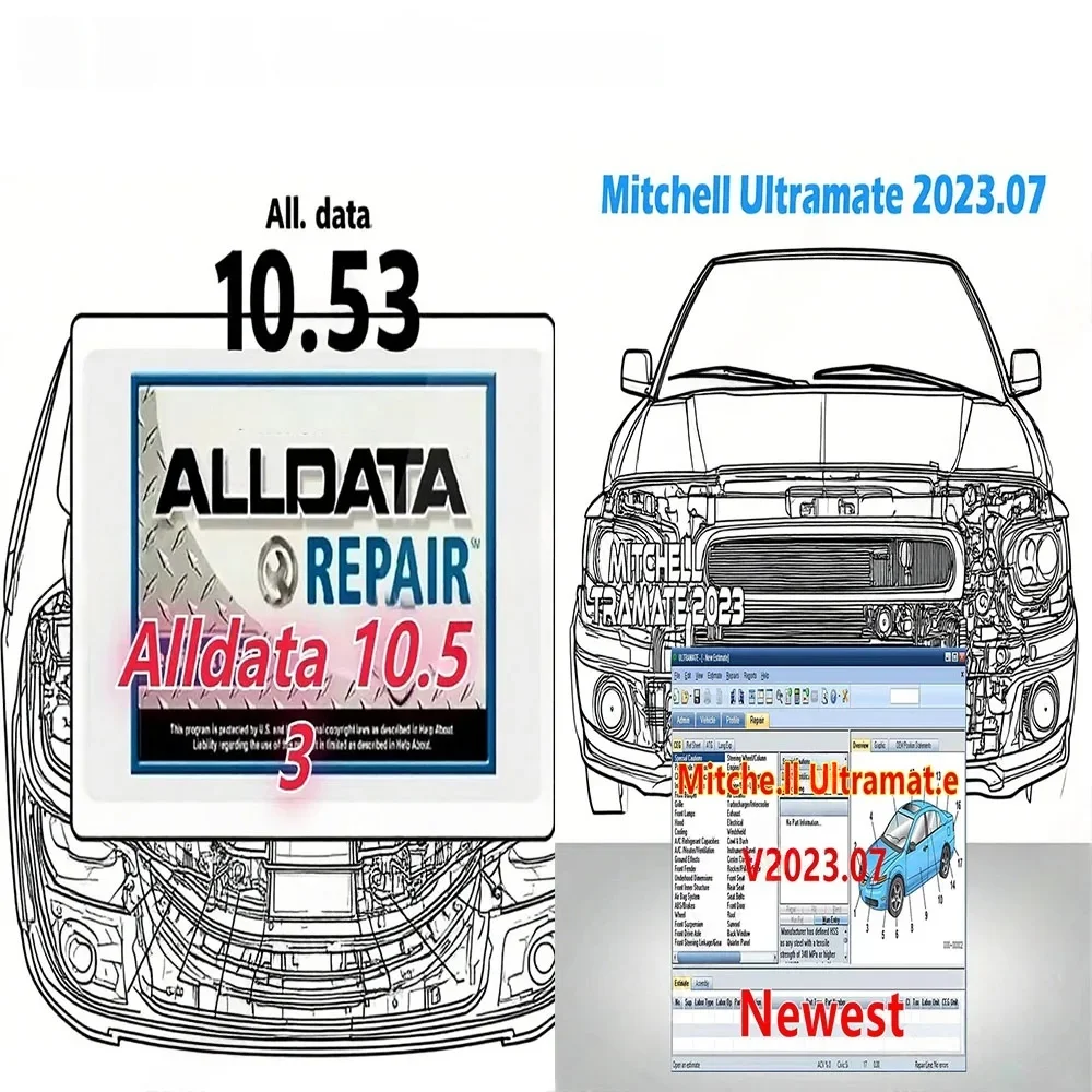 MITCHell ULTRAMATE 2023.07 car accessories COMPLETE ADVANCED ESTIMATING SYSTEM + Alldata 10.53 OBD2 Scanner Car Repair Software