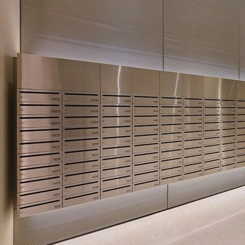 Stainless steel mailbox, wall-mounted design, suitable for traditional apartment building locks