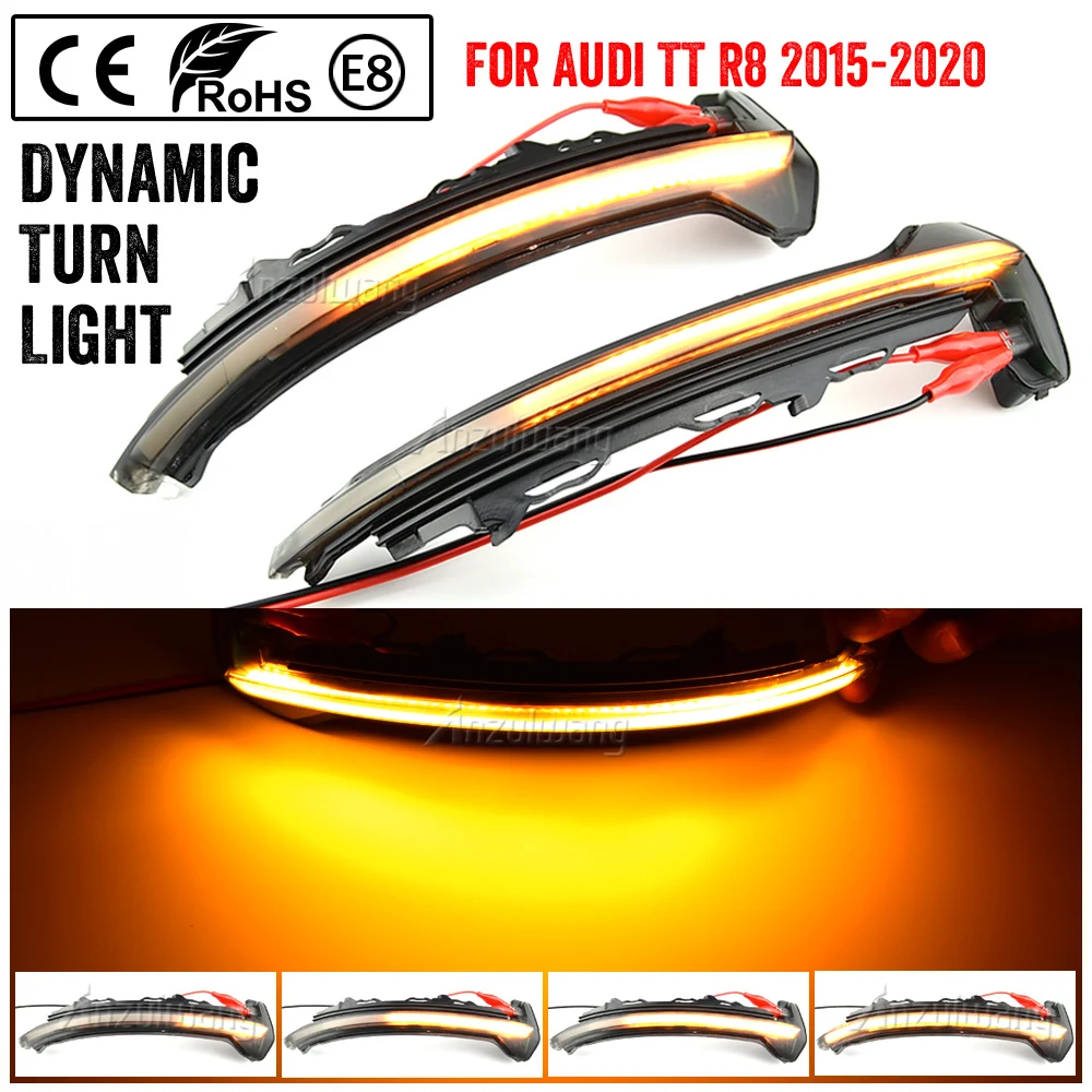 2pcs For TT TTS TTRS MK2 R8 (42) Dynamic Turn Signal LED Side Wing Rearview Mirror Indicator Blinker Repeater Light