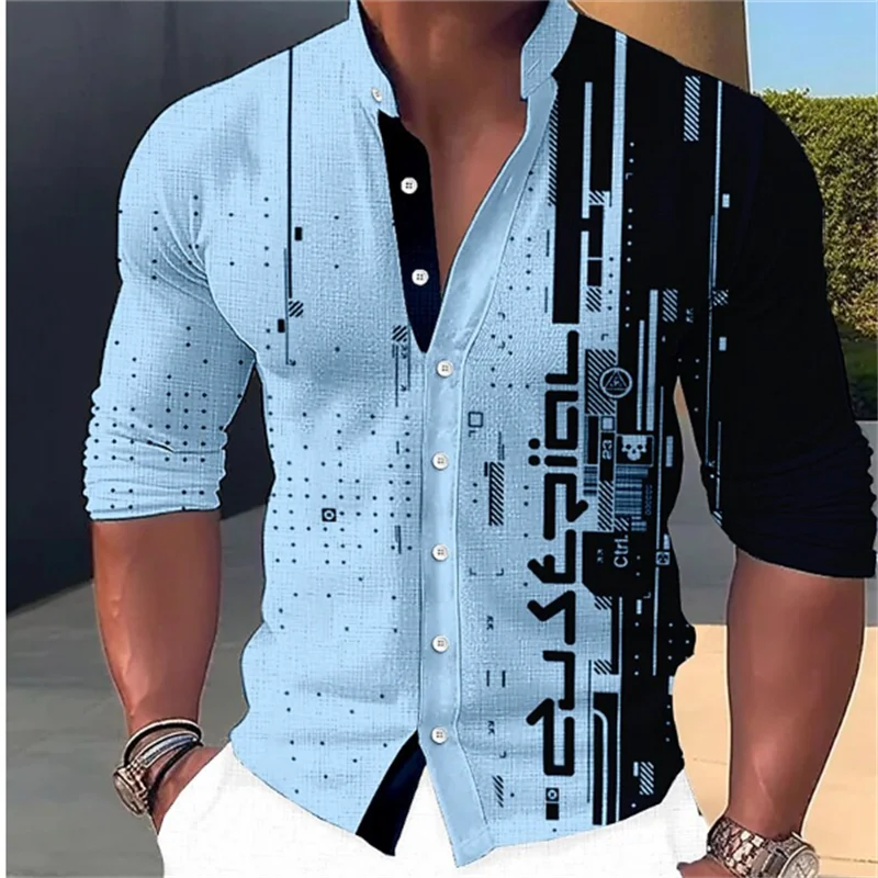 Camisa con cuello levantado para hombre, ropa informal con botones, tela suave y cómoda, al aire libre para fiesta, moda Popular, 2023