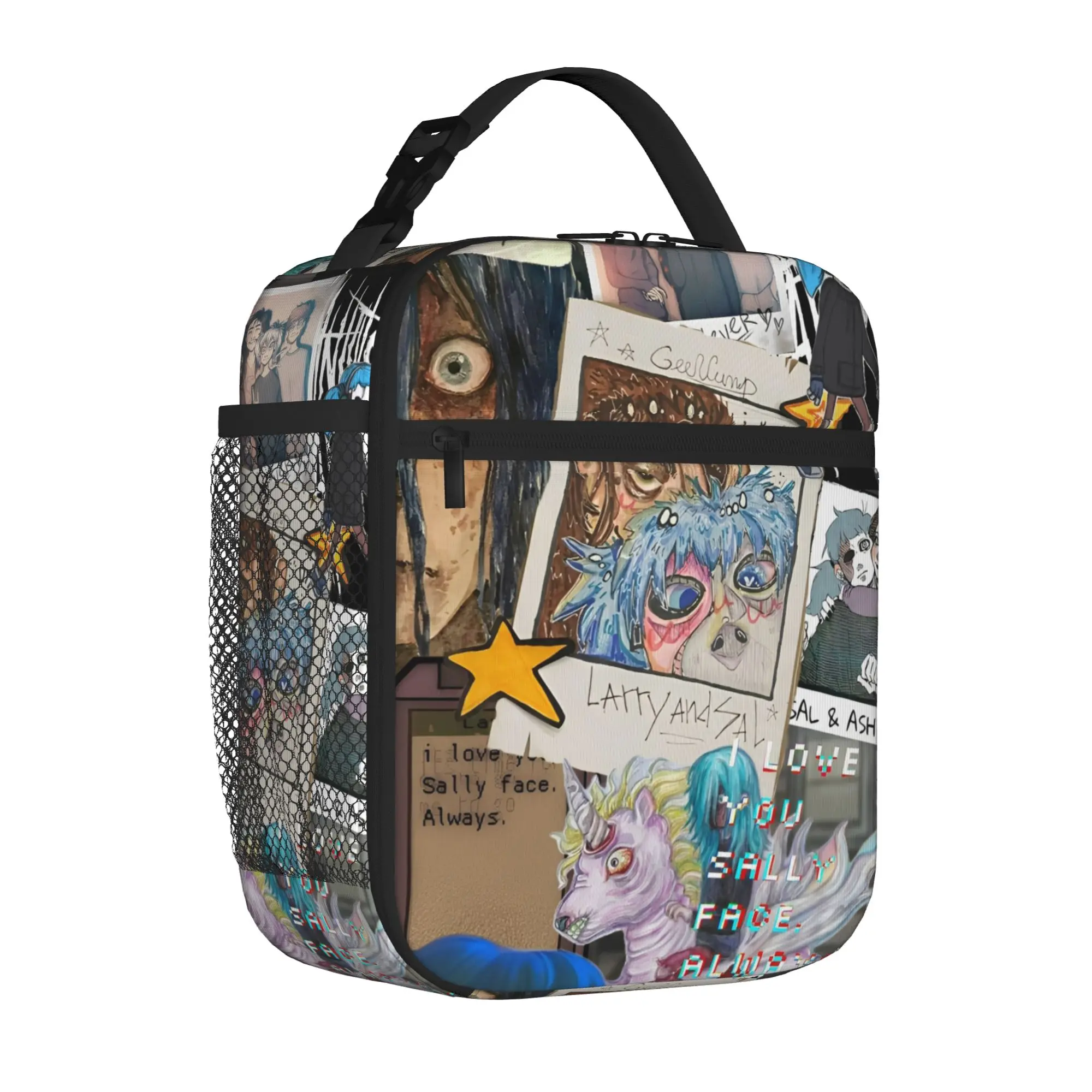 Sally Face Sal Fisher SF Tote Insulated Lunch Bag Game Gothic Portable Food Bags Leakproof Cooler Thermal School Large Size
