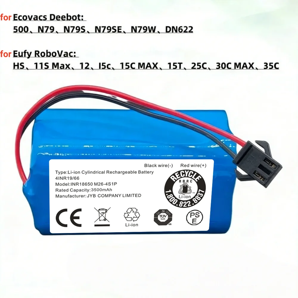 

Новая литий-ионная батарея 14.4В 3500мАч для пылесосов Conga Excellence 3500 950 990 1090 1790, Deebot N79S N79 DN622, Eufy Robovac