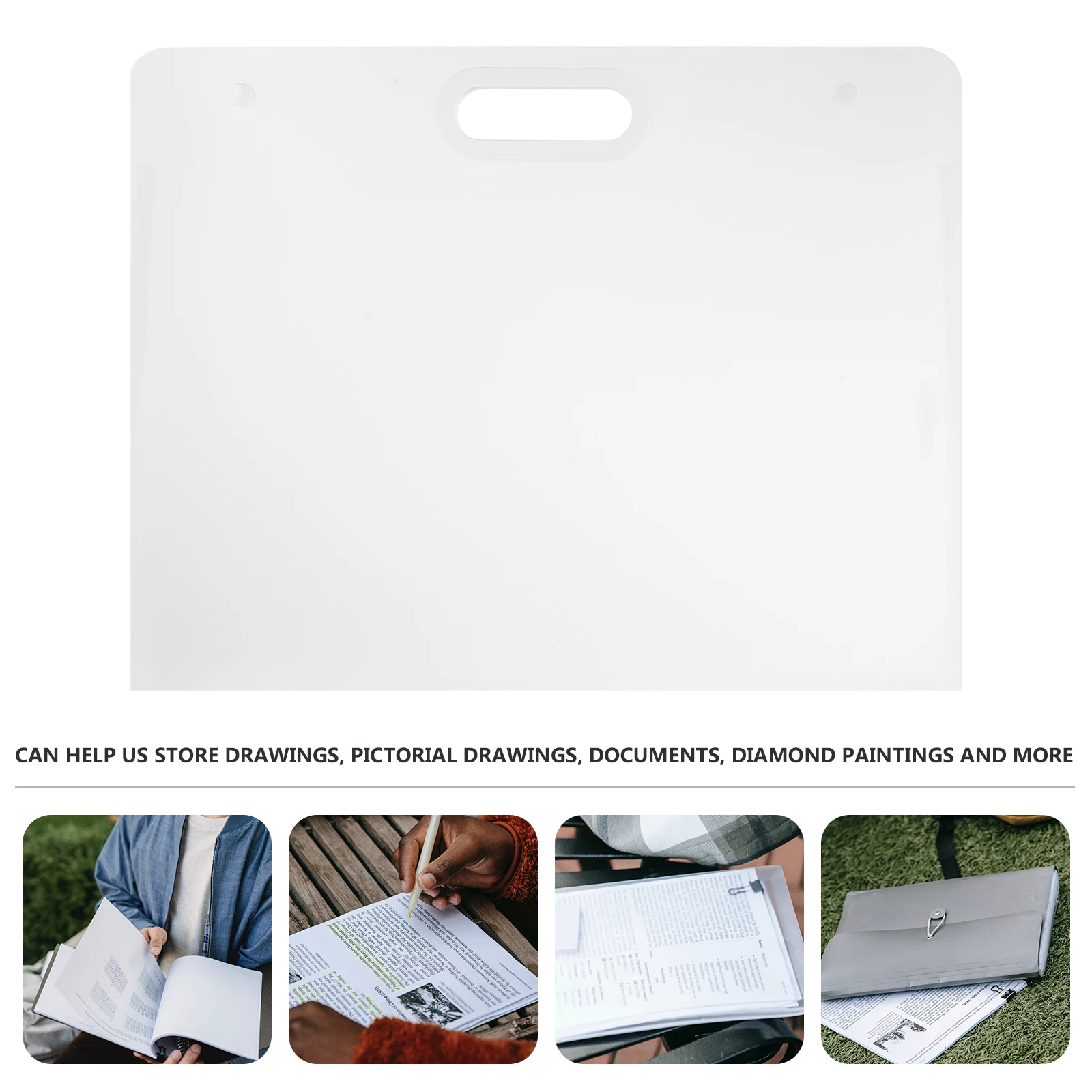 

1Pc Plastic Art File Bag Large Capacity Handheld Student Document Folder Daily Use Storage Organizer