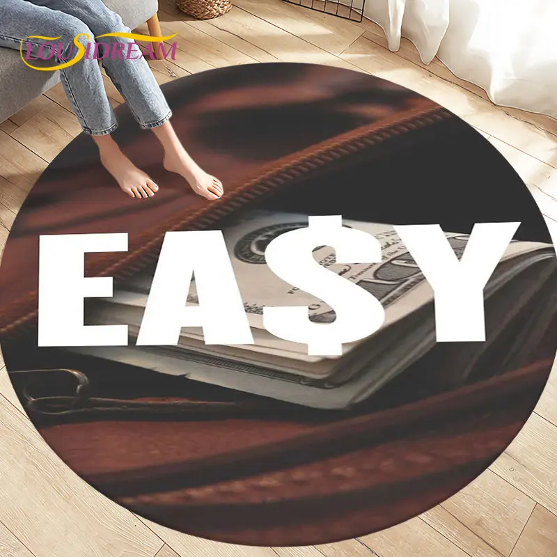 3D Rich Dollar Money Pattern  Area Rug,Round Carpet Rug for Living Room Bedroom Sofa Decoration,Kid Play Game Non-slip Floor Mat