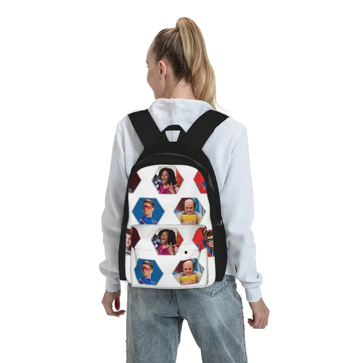 Henry Danger - Hexagon Backpack Student BookBag Kids School Bag Laptop Shoulder Bags for Men Women