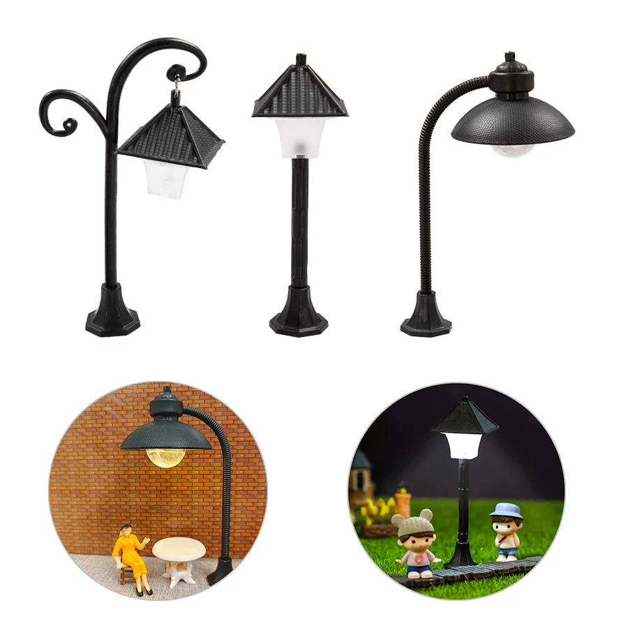 Miniature Street Lamp Model Adjustable Warm/Cold Lighting DIY Dollhouse Light Scene Lamppost Led Lighting Layout Diorama 1pcs