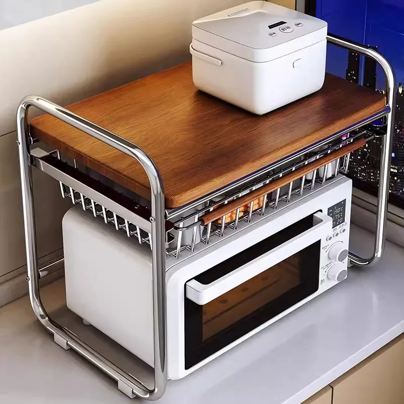 Microwave oven rack Kitchen multi-functional countertop Rice cooker pot shelf Double storage Oven bracket