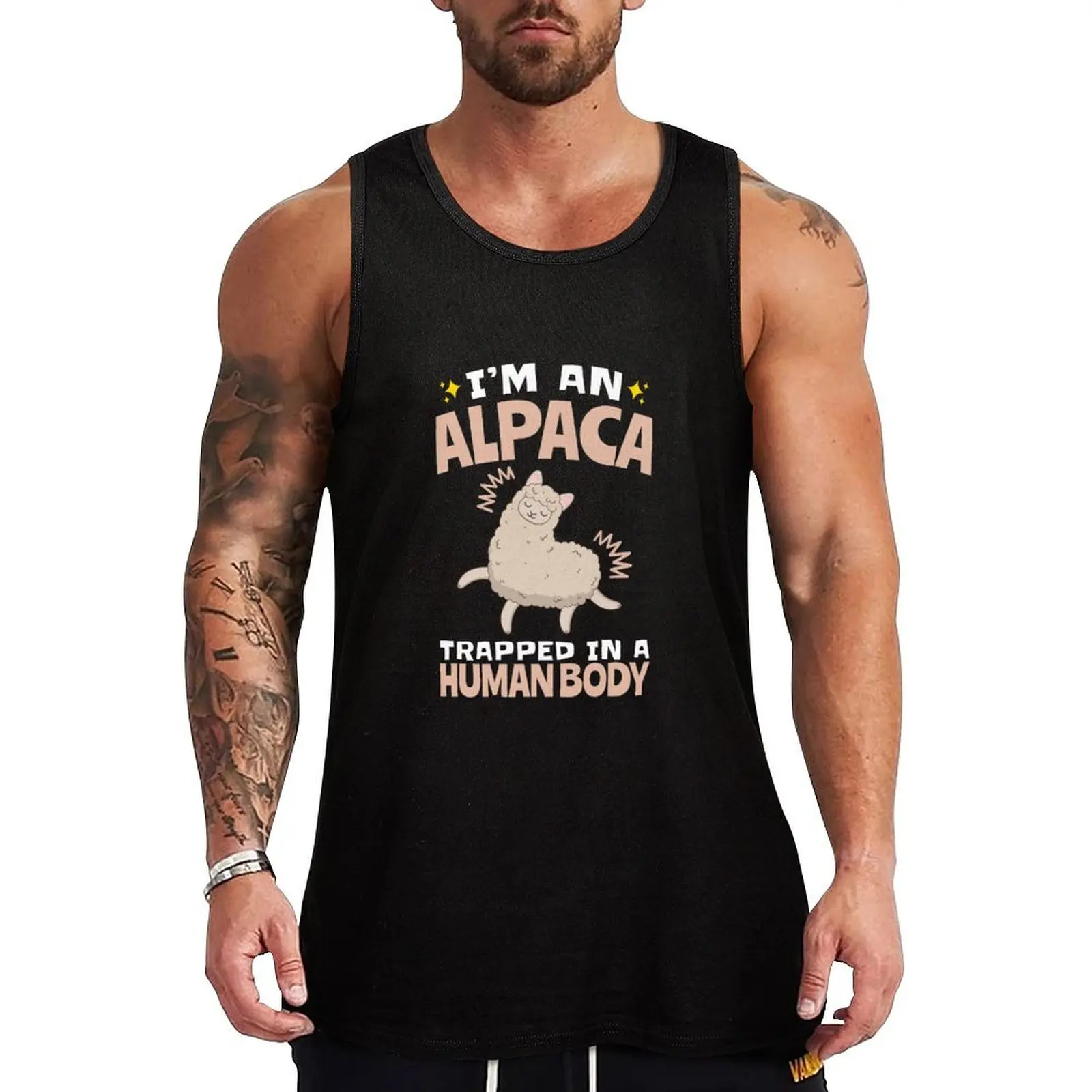I'm An Alpaca Trapped In A Human Body Tank Top Text Print Tank Top Letter Graphic Casual Sleeveless