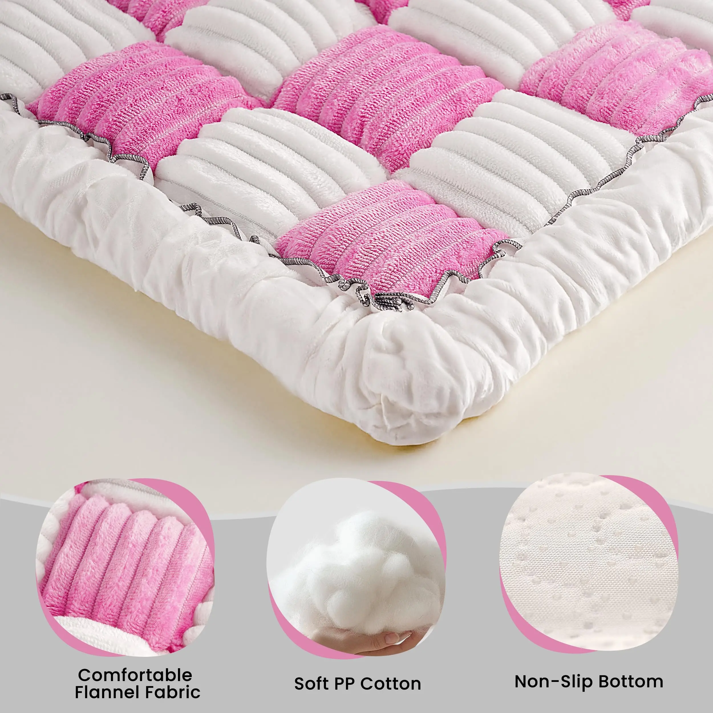 Soft Quilted Pink And White Pet Car Backseat Mat With Non-Slip Base For Dogs In SUVs Trucks view 3